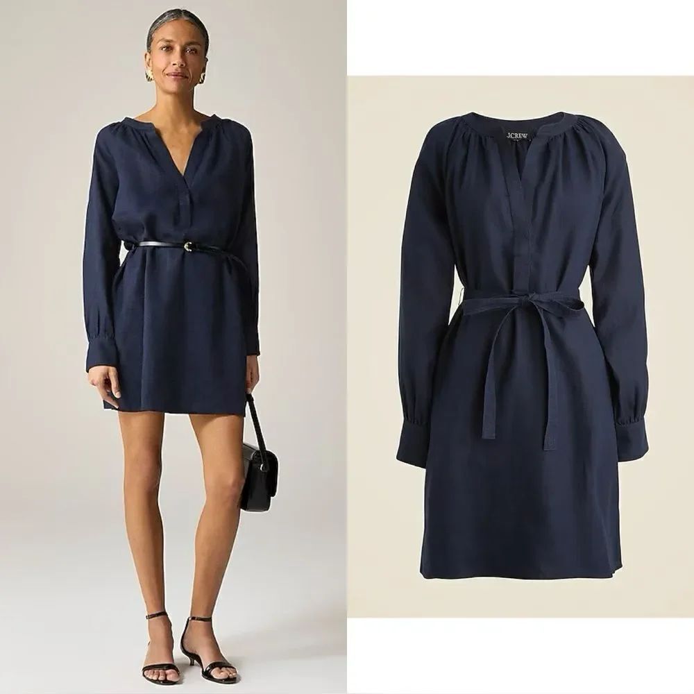 NWT J CREW Cabana mini dress in linen in Navy